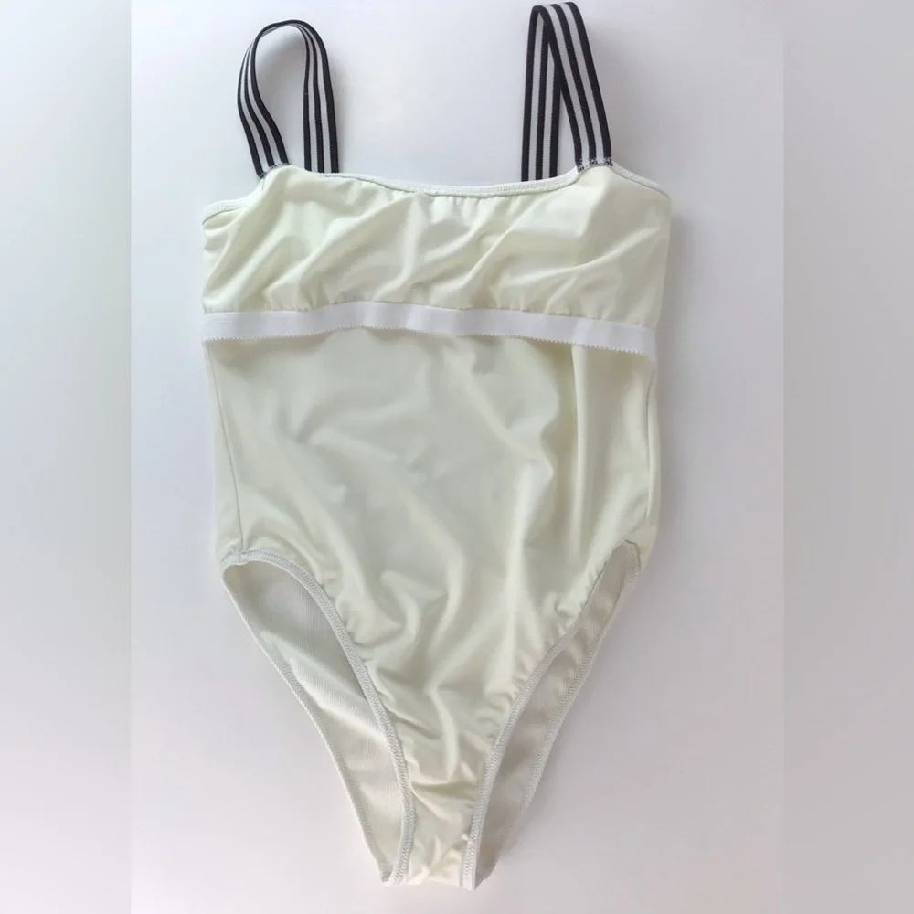 Madewell Solid & Striped White The Riley One Piece Swimsuit | Large